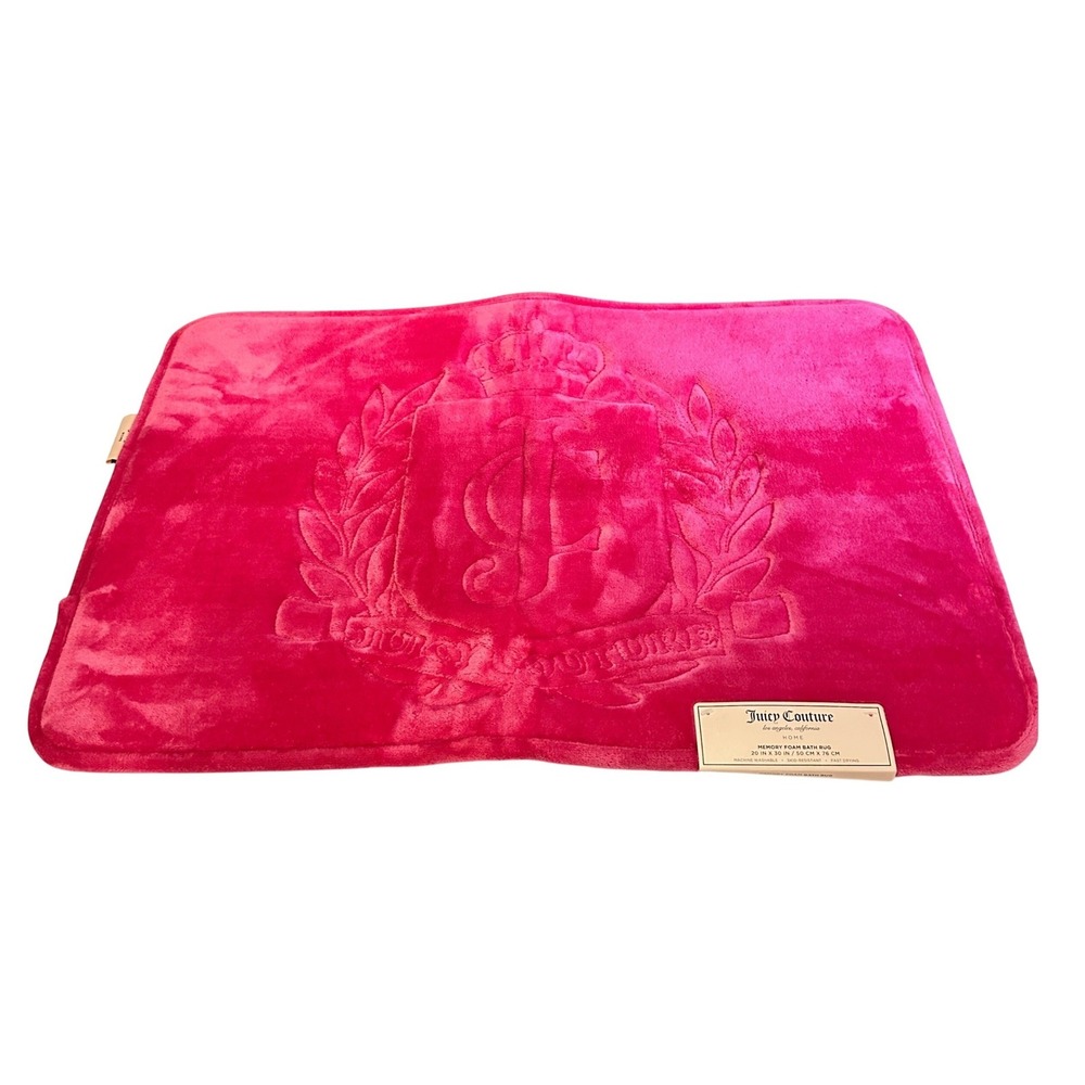 Juicy Couture Bath Rug Women 20x30 Pink New‎ Memory Foam Crest Logo JYAB000901